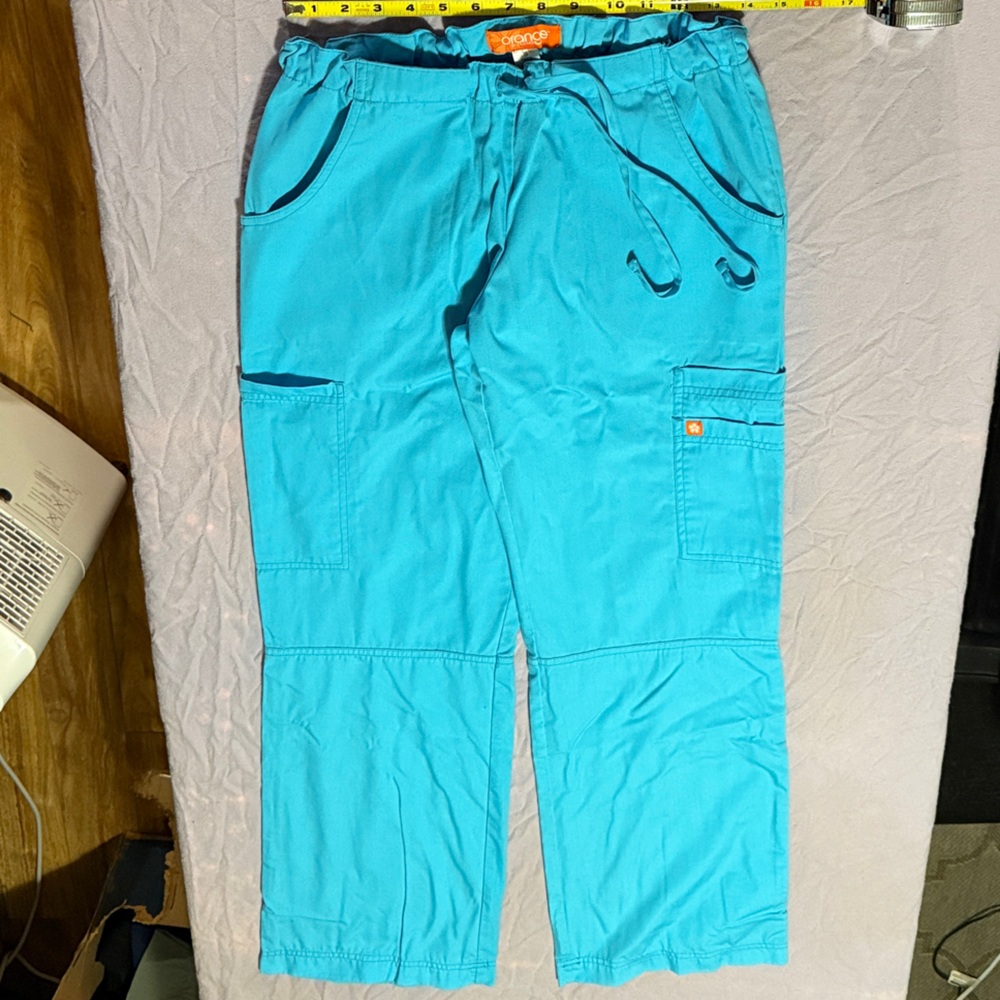 Teal Cargo Scrub Pants Small Tall